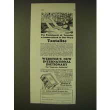 1931 Webster's New International Dictionary Ad - The punishment of Tantalus