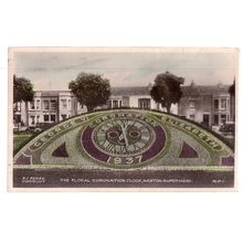1937 FLORAL CORONATION CLOCK, WESTON-SUPER-MARE, SOMERSET unused postcard =