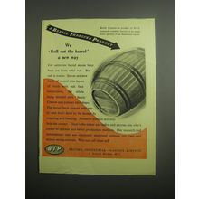 1948 BIP British Industrial Plastics Ad - we roll out the barrel