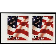 3629Fg, XF NH 37¢ USA Flag Imperforate Pair ERROR Cat $150.00 Stuart Katz