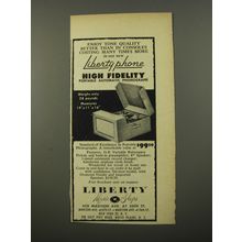 1954 Liberty Music Shops Libertyphone Phonograph Ad - Enjoy tone quality better