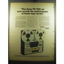 1975 Sony TC-756-2 Tape Deck Ad - The Sony TC-756 set new records