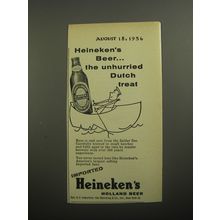 1956 Heineken Beer Ad - Heineken's beer.. the unhurried Dutch treat