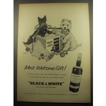 1959 Black & White Scotch Ad - art by Morgan Dennis - Most welcome gift