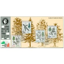 020 Carte officielle Exhibition Italia 1985 France FDC série Arbres Bäume Trees