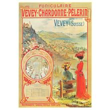 Vevey Chardonne Pelerin Suisse Railway Switzerland Restaurant Hotel Advertising