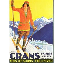 Crans Sierre Valais Tourisme De Crans Sur Sierre Skiing Swiss Poster Postcard