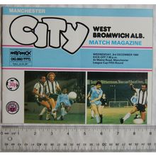 1980 programme Manchester City v. West Bromwich Albion, League Cup 5th round