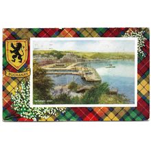 Postcard UK Scotland Bute Rothesay west ferry pier Buchanan tartan posted 1949