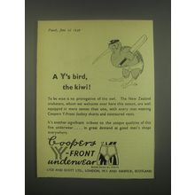 1949 Lyle and Scott Coopers Y-front underwear Ad - A Y's bird, the kiwi