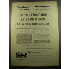 1955 Qantas Airlines Ad - Be the first one in your block to win a Kangaroo