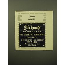 1960 Luchow's Restaurant Ad - Easter Dinner
