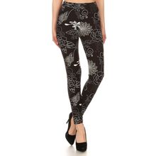 Women's Multi-color Printed Knit Legging With Elastic High Waist Band