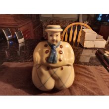 Old Vintage Cookie Jar Shawnee Dutch Boy W/Blue Strips Pants 11 3/4" Tall 1940's