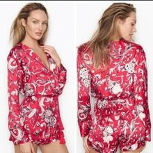 Victoria’s Secret Satin Red & White Romper Size Small Lingerie Pajama