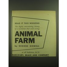 1946 Harcourt, Brace and Company Ad - Animal Farm Book by George Orwell