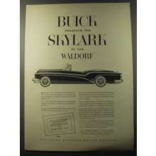 1953 Buick Skylark Convertible Car Ad - presents the Skylark at the Waldorf