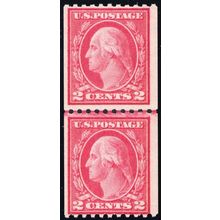 450, Mint 2¢ VF OG NH Scarce Coil Line Pair Cat $550.00 - Stuart Katz