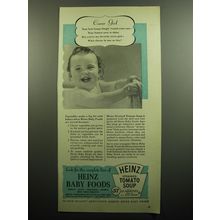 1949 Heinz Strained Tomato Soup Ad - Cover girl your hair hangs limply 'round