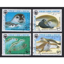 Mauritania WWF Mediterranean Monk Seal 4v 1986 CTO SG#846-849 MI#871-874