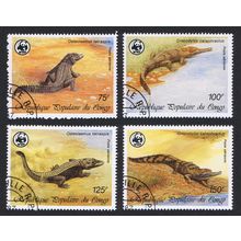 Congo WWF Crocodiles 4v 1987 CTO SG#1058-1061 MI#1063-1066 Sc#C367-C370