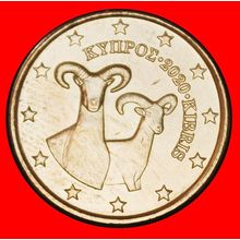 Ⰶ GREECE (2010-2024): CYPRUS ★ 1 EURO CENT 2020 MOUFLONS! ★LOW START★NO RESERVE