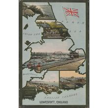 Lowestoft, Suffolk, c.1905-10 - Multiview Map Postcard