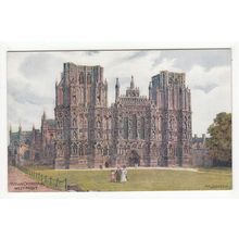 West Front Wells Cathedral A R Quinton Art Postcard Somerset J Salmon 1588