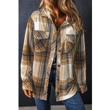 Multicolour Plaid Print Flap Pocket Button Up Shacket