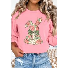 Pink Floral Bow Rabbit Easter Fashion Pullover Sweatshirt