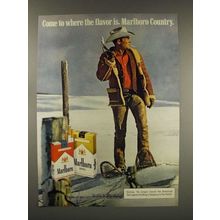 1976 Marlboro Cigarette Ad - Marlboro Man - Snow Scene