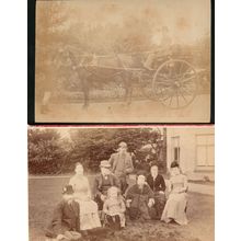 Victorian Horse & Cart & Stately Home Family 2x Cabinet Card