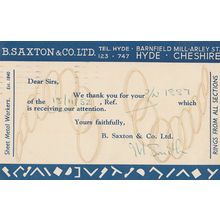 Saxtons Hyde Cheshire Sheet Metal Factory Old Postcard