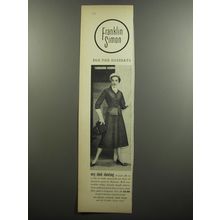 1952 Franklin Simon Majestic Dress Ad - Very sleek Shantung