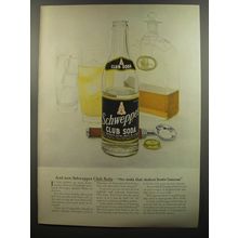 1953 Schweppes Club Soda Ad - the soda that makes hosts famous