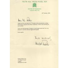 Michael Portillo Conservative MP House Of Commons Hand Signed Letter