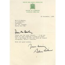 John E Silkin Labour MP Politics House Of Commons Hand Signed Letter