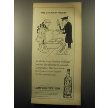 1959 Lamplighter Gin Ad - cartoon by NM Bodecker - The stickiest wicket