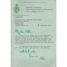 Michael Carver WW2 Field Marshall 1975 Hand Signed MOD Letter To WW2 Doctor