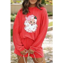 Gold Flame Shiny Father Christmas Corded Long Sleeve Top and Shorts Set