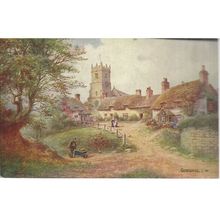 GODSHILL Isle of Wight water colour print postcard vintage 1940'? =