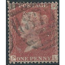 1858 SG43 1d Red Plate 212 Good/Fine Used Check Letters "PL"