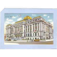 New Jersey Newark City Hall Street Scene Old Cars~909