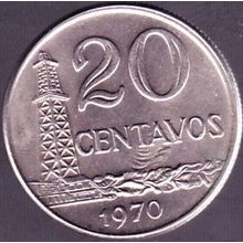 1970 Brazil 20 Centavos Coin