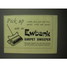 1948 Ewbank Carpet Sweeper Ad - Pick up crumbs, dust, grit and litter quickly