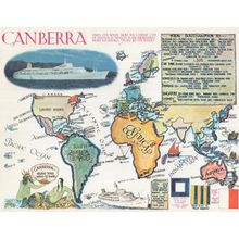 Canberra Australia Ship Giant Map Rare Postcard