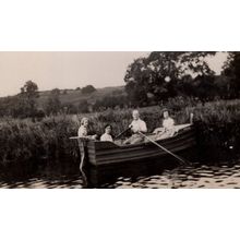 Bored Rowing On A Boat Sailing Antique Real Photo Postcard