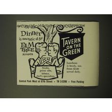1960 Tavern on the Green Restaurant Ad - Dinner is romantic at the Elm Tree room