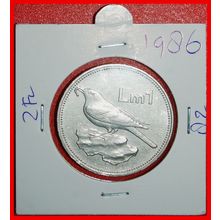 Ⰶ GREAT BRITAIN: MALTA★ 1 POUND 1986 BOAT, BIRD AND THE SUN★LOW START★NO RESERVE