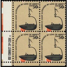 1608, Mint NH 50¢ - Orange Color Shifted Way Down Error Zip Block - Stuart Katz